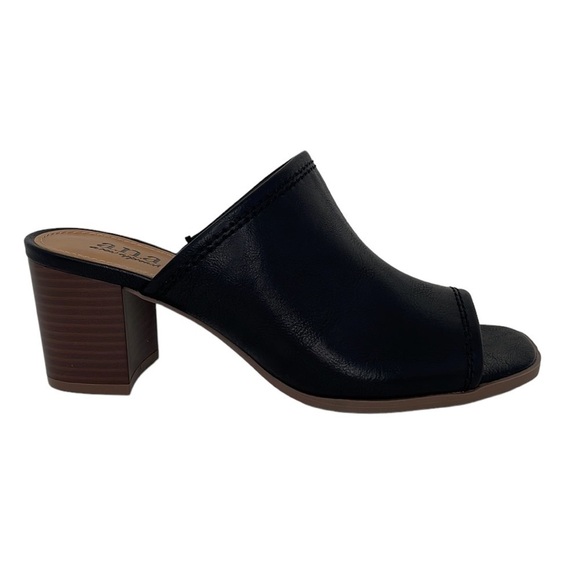 a.n.a Beach Sandals Shoes Heels NWT Open Toe Black Size 6.5 6 1/2 - Picture 1 of 13